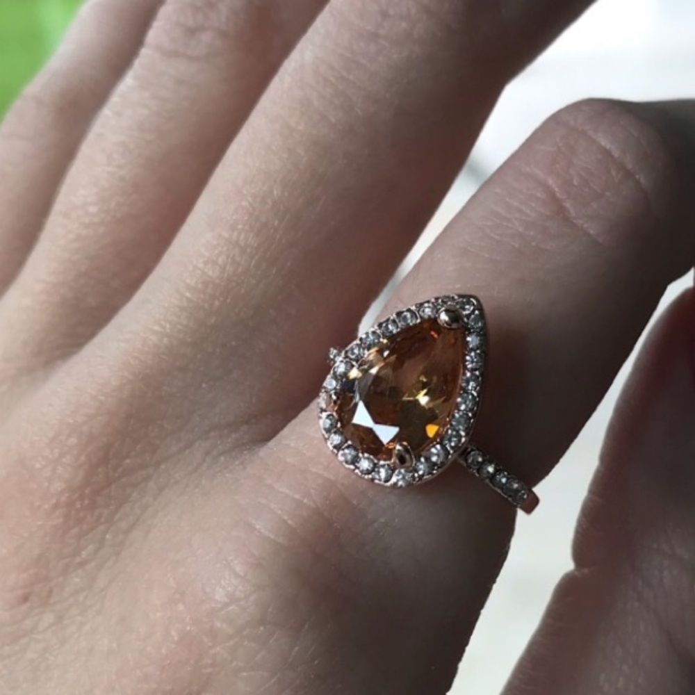 Classic Rose Gold Cubic Zirconia Crystal Ring - Picture 4 of 4